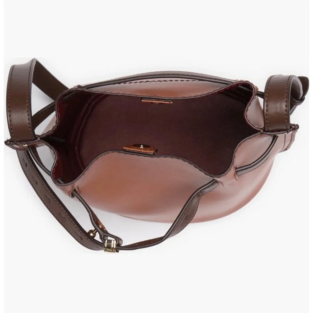 Marc Jacobs Renegade Color Blocked Brown Leather Bucket‎ Bag Crossbody